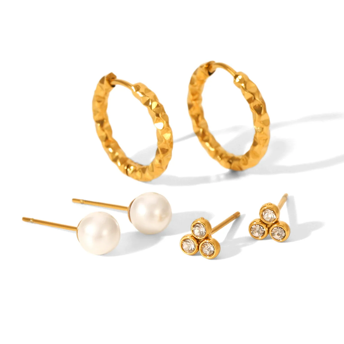 Wholesale Women's Minimalist Geometric Stainless Steel Earrings With Pvd Furnace Vacuum Real Gold Plating - Image 4