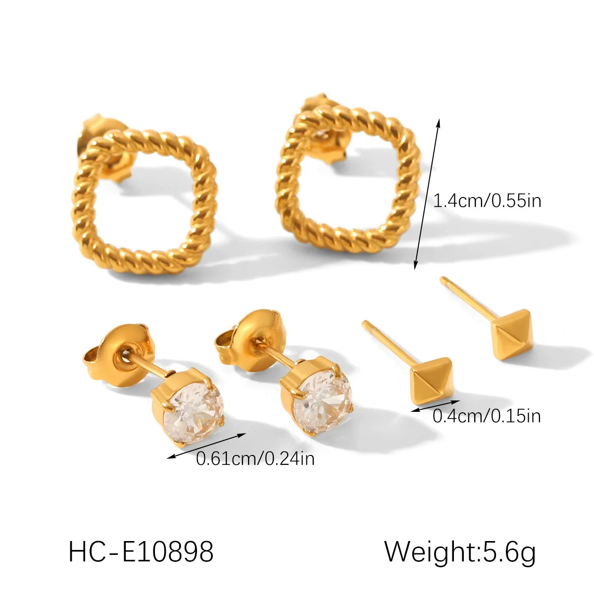 Wholesale Women's Minimalist Geometric Stainless Steel Earrings With Pvd Furnace Vacuum Real Gold Plating - Image 5