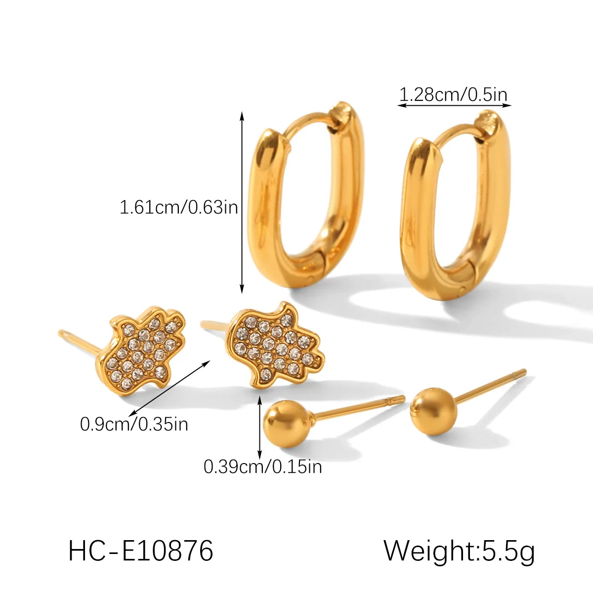 Wholesale Women's Minimalist Geometric Stainless Steel Earrings With Pvd Furnace Vacuum Real Gold Plating - Image 9