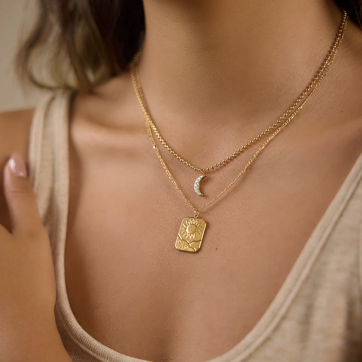 Wholesale Women's Minimalist Geometric Stainless Steel Necklace With Pvd Furnace Vacuum Real Gold Plating - Image 3
