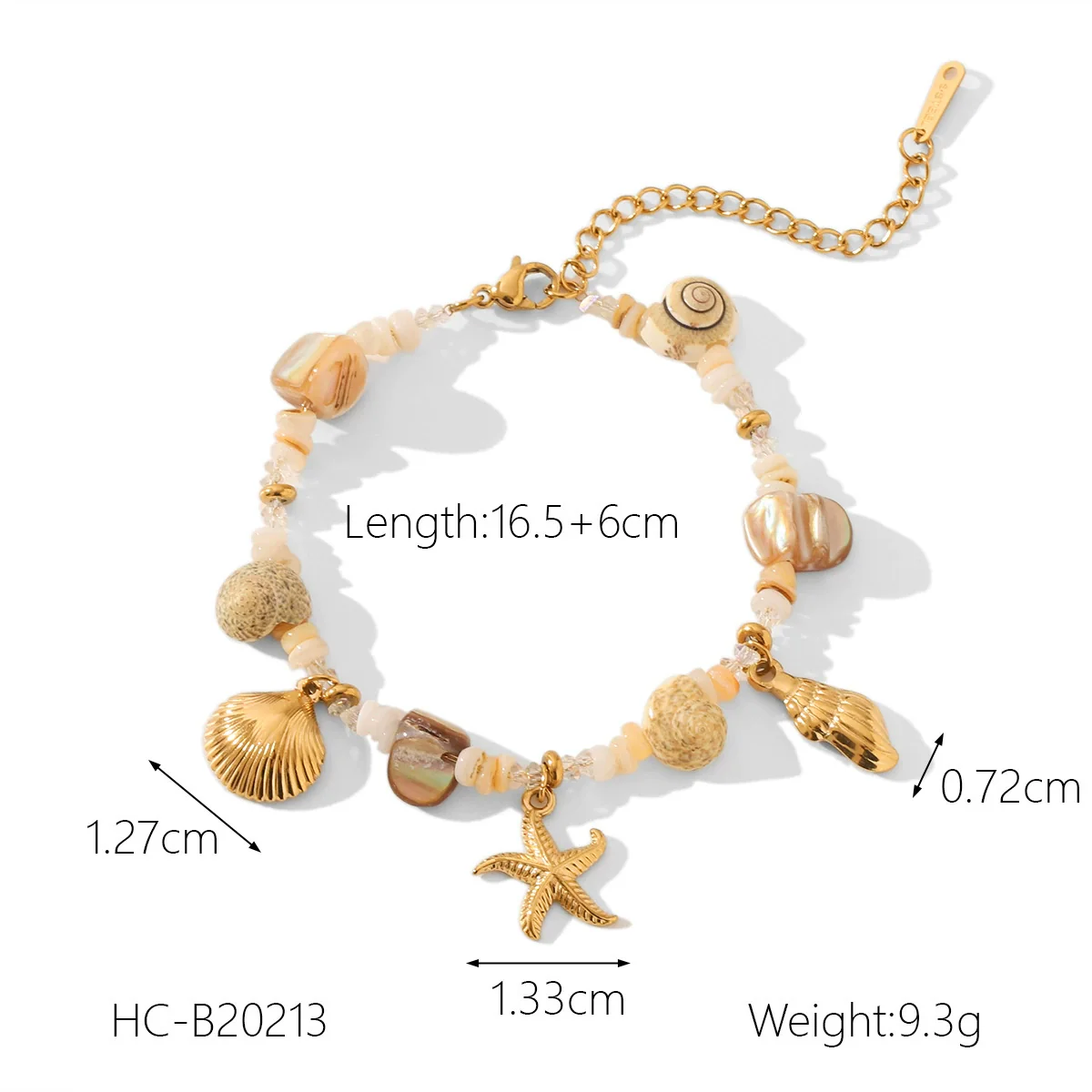 Wholesale Women's Minimalist Ins Style Geometric Stainless Steel Electroplated Bracelet Set With Shell And Starfish Pendant - Image 7