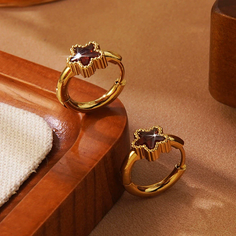Wholesale Women's Minimalist Star Shape Stainless Steel Electroplated Earrings - Image 9