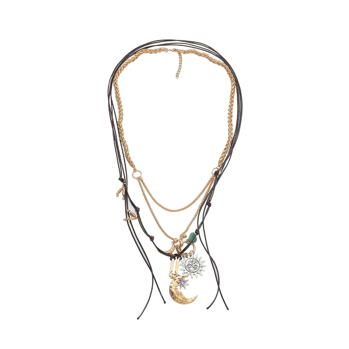 Wholesale Women's Multilayer Handwoven Necklace Pendant With Geometric Pattern Zinc Alloy And Alloy Electroplated In Old Money And Minimalist Style - Image 5