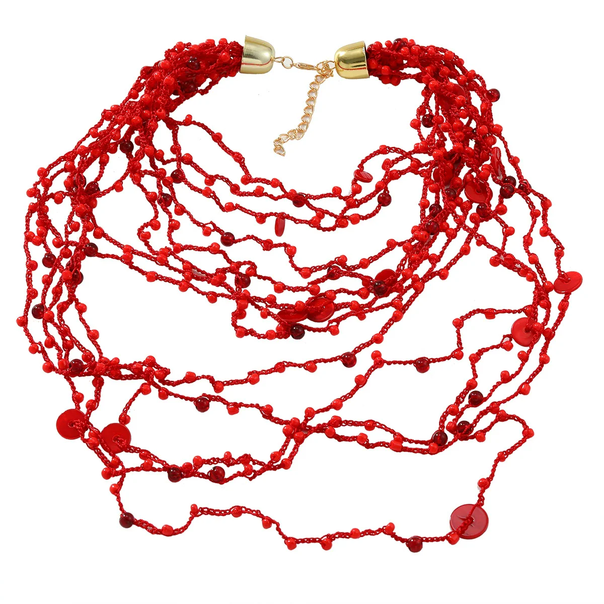 Wholesale Women's Multilayer Resin Color Beaded Necklace With Geometric Pattern Alloy Pendant And Snake Bone Chain Diamond Treated - Image 5