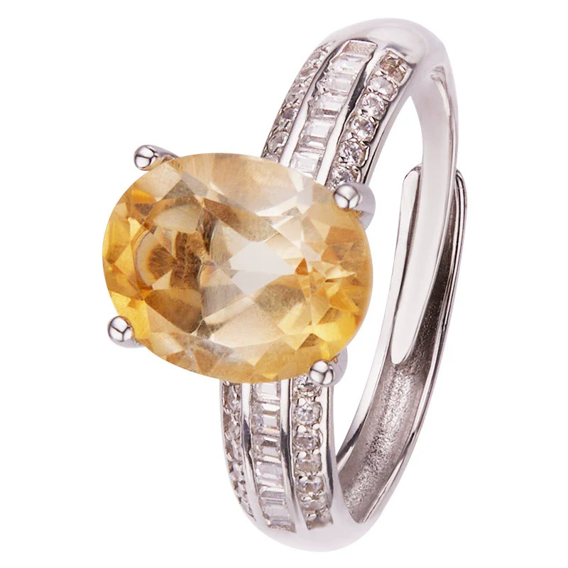 Wholesale Women's Natural Amethyst Citrine Ring In S925 Sterling Silver With Geometric Pattern And Crystal Setting - Image 5