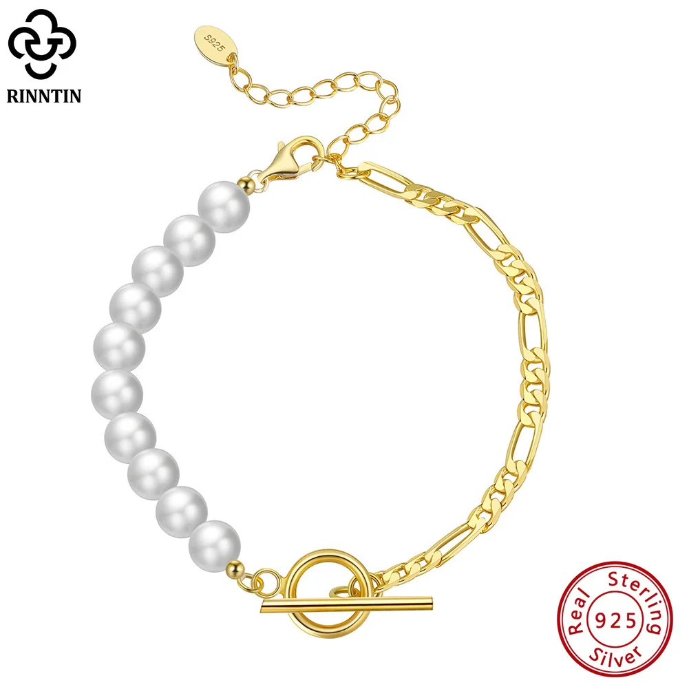 Wholesale Women's Natural Geometric S925 Sterling Silver Pearl Bracelet With Electroplating - Image 3