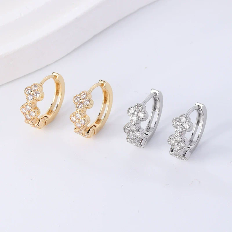 Wholesale Women's Natural Style Diamondencrusted Goldplated Environmental Protection Copper Earrings - Image 3