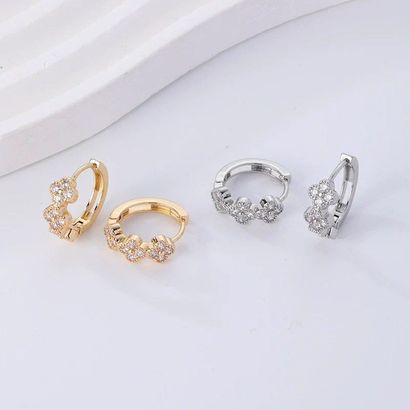 Wholesale Women's Natural Style Diamondencrusted Goldplated Environmental Protection Copper Earrings - Image 4
