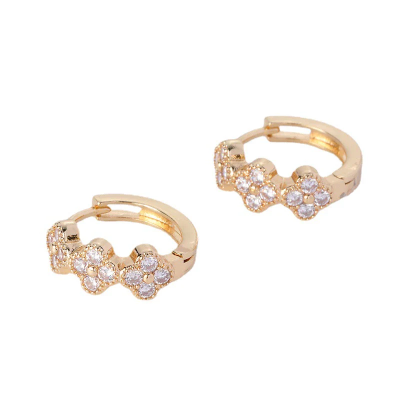 Wholesale Women's Natural Style Diamondencrusted Goldplated Environmental Protection Copper Earrings - Image 5