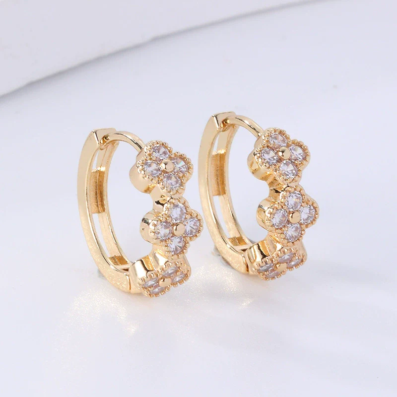 Wholesale Women's Natural Style Diamondencrusted Goldplated Environmental Protection Copper Earrings - Image 6