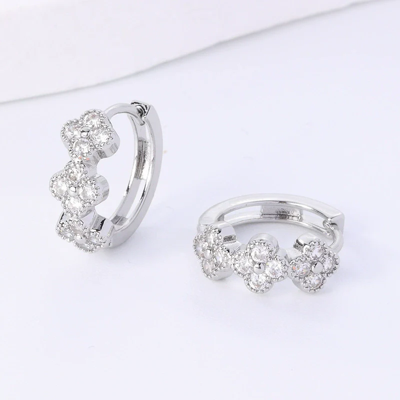 Wholesale Women's Natural Style Diamondencrusted Goldplated Environmental Protection Copper Earrings - Image 7