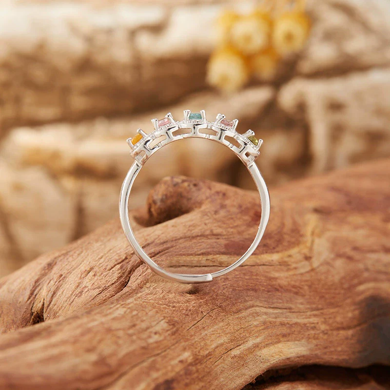 Wholesale Women's Natural Tourmaline Ring S925 Sterling Silver Geometric Style Set With Gemstones - Image 4