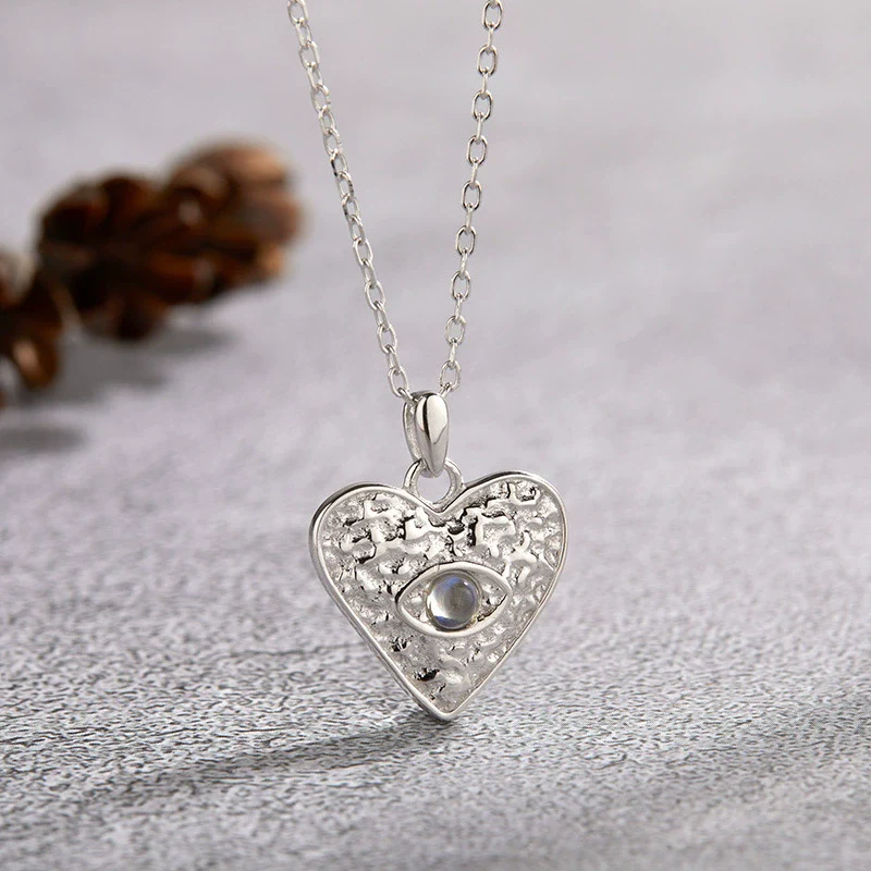 Wholesale Women's Necklace 925 Sterling Silver Heartshaped With Natural Sapphire Moonstone Garnet Pearl Geometric Design - Image 3