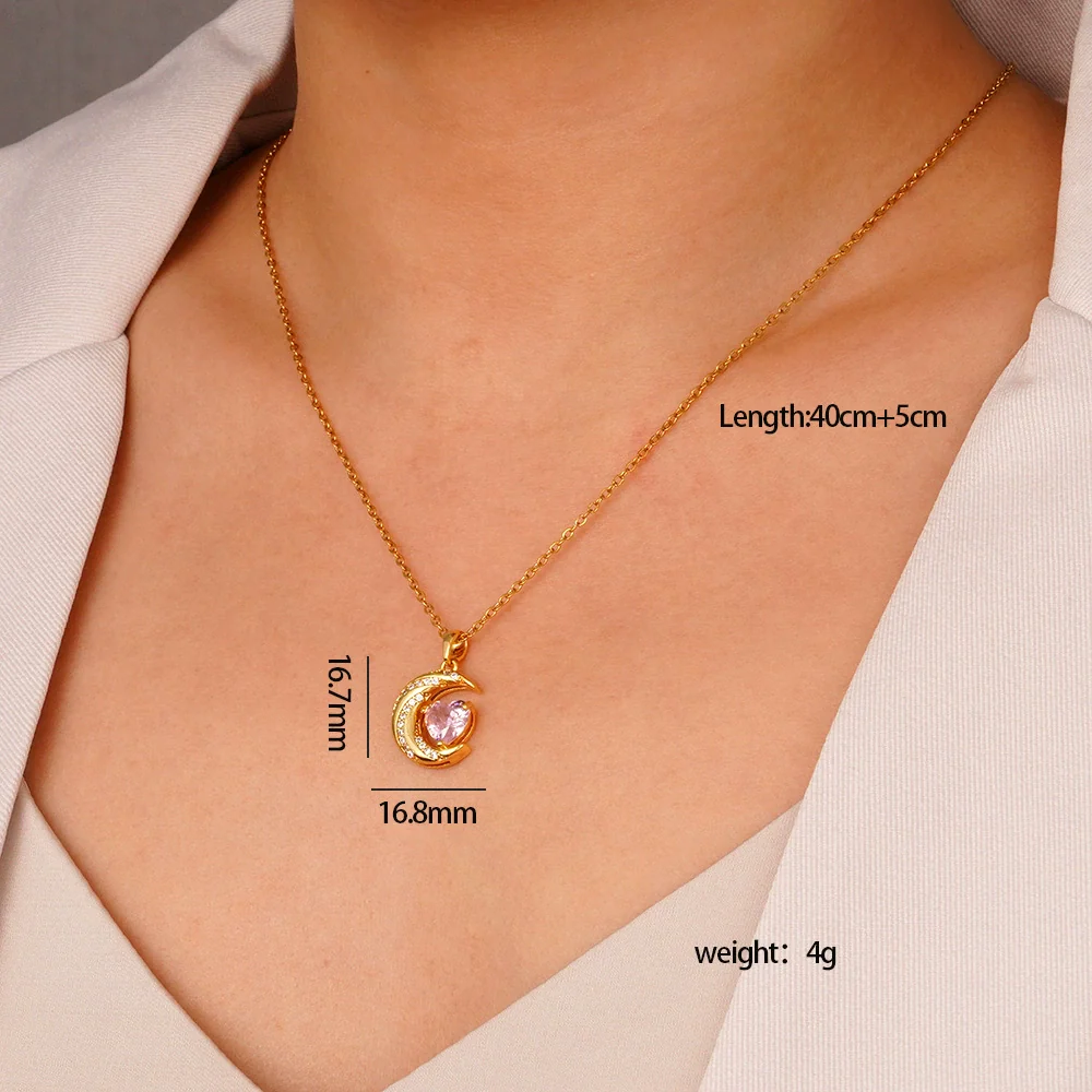 Wholesale Women's Pink Love Sweet Copper Zircon Heart Pendant Necklace With Electroplating And O Word Chain In Light Luxury Style - Image 12