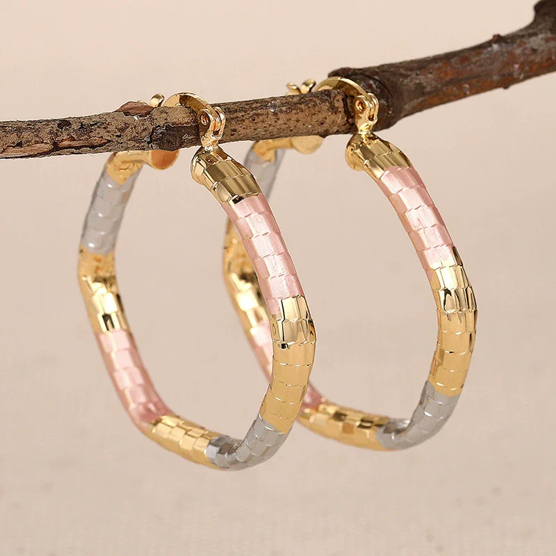 Wholesale Women's Princess Style Geometric Copper Earrings With Electroplating - Image 2