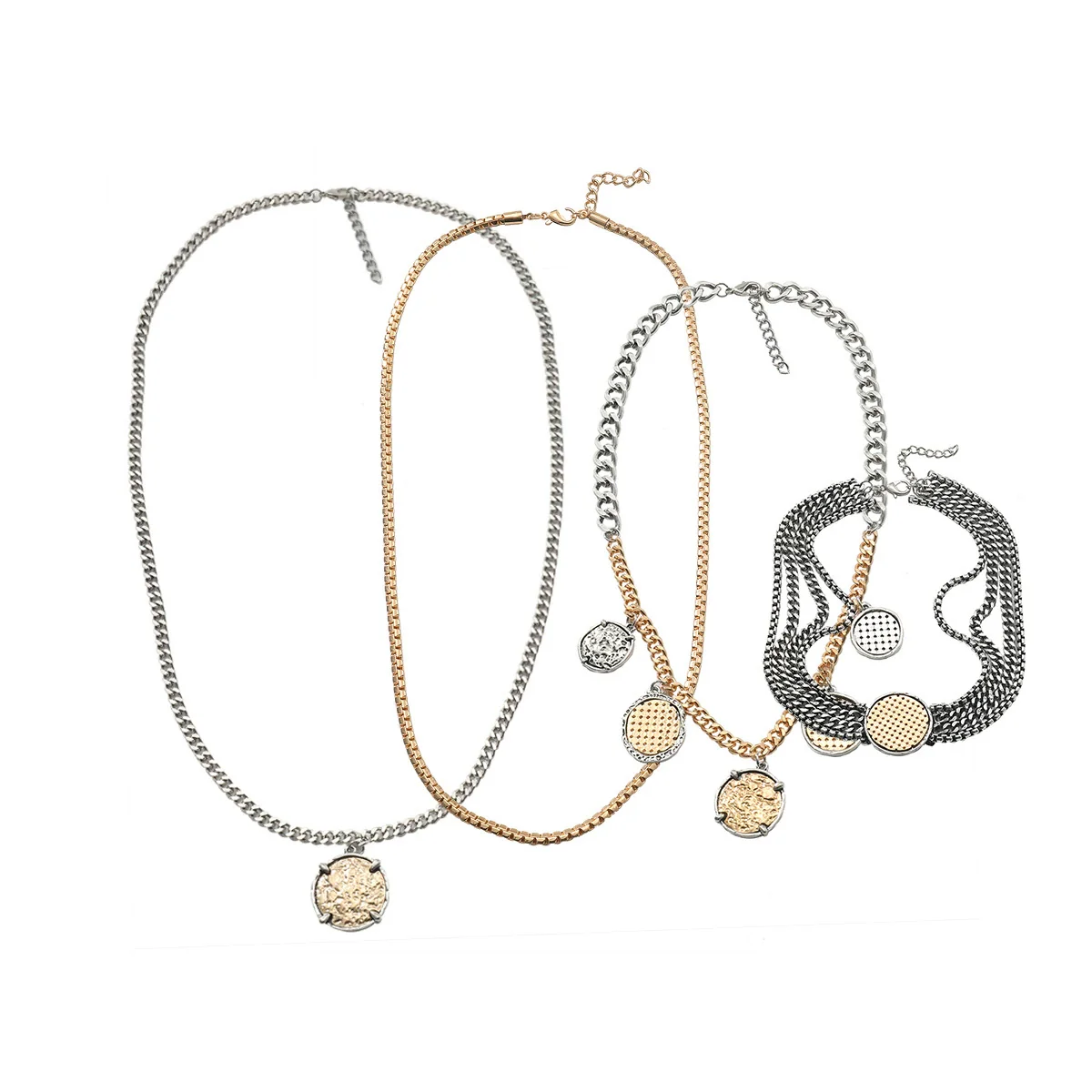 Wholesale Women's Punk Hiphop Style Zinc Alloy Ball Chain Necklace With Geometric Pattern And Electroplating Design - Image 5