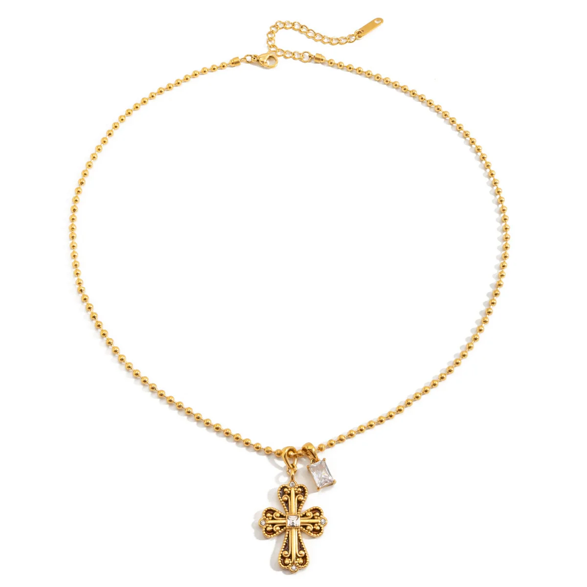 Wholesale Women's Retro Fashion Ins Style Stainless Steel Electroplated Cross Necklace - Image 5