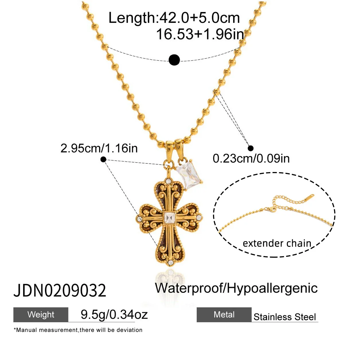 Wholesale Women's Retro Fashion Ins Style Stainless Steel Electroplated Cross Necklace - Image 6