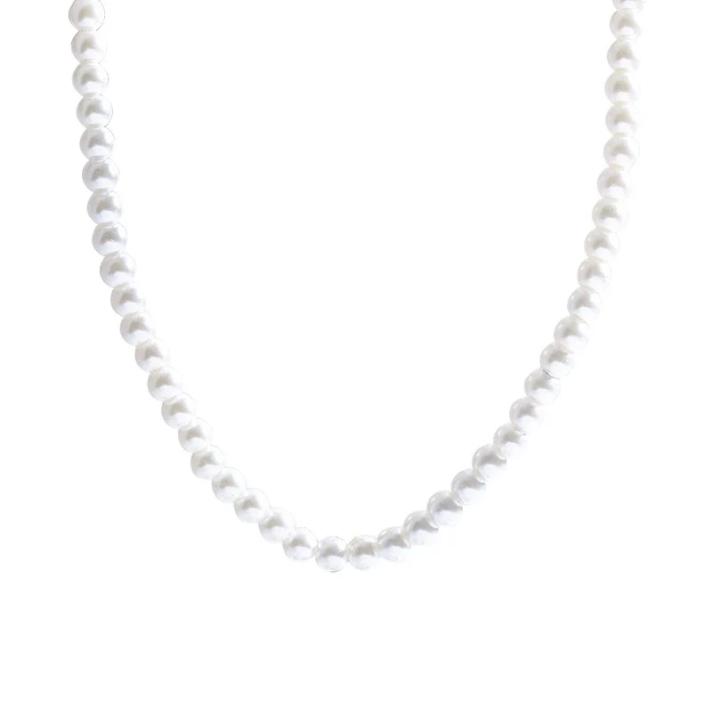 Wholesale Women's Retro French Imitation Pearl And Copper Geometric Clavicle Chain Necklace With Electroplating - Image 5