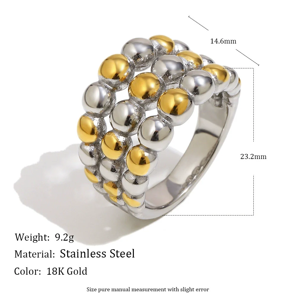 Wholesale Women's Retro Geometric Stainless Steel Electroplated Ball Knot Ring Light Luxury Style - Image 2