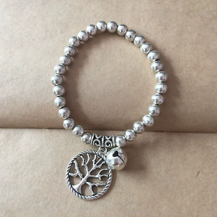 Wholesale Women's Retro Handmade Silver Beaded Bracelet With Animals Zodiac Pattern And Elastic Rope - Image 6
