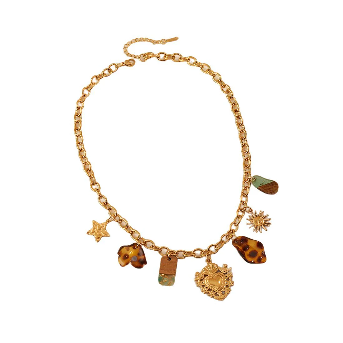 Wholesale Women's Retro Leopard Print Flower Titanium Steel Real Gold Plated Necklace In Maillard Style - Image 5
