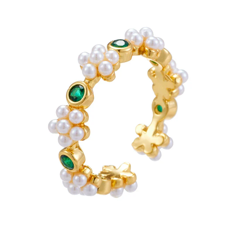 Wholesale Women's Retro Light Luxury Geometric Copper Pearl Butterfly Ring Inlaid With Zircon And Electroplated - Image 13