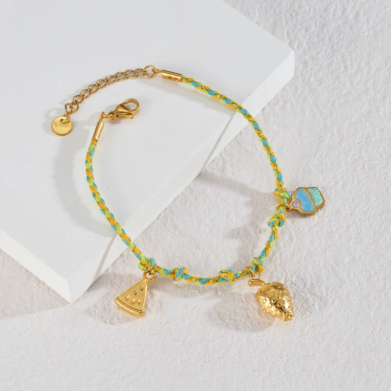 Wholesale Women's Retro Multielement Titanium Steel Fruitshaped Electroplated Bracelet - Image 2