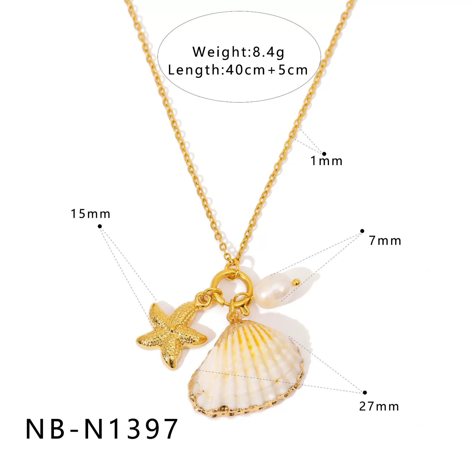 Wholesale Women's Retro Ocean Style Minimalist Shell Pearl Necklace With Earrings Stainless Steel Pvd Furnace Vacuum Real Gold Plated Jewelry - Image 6