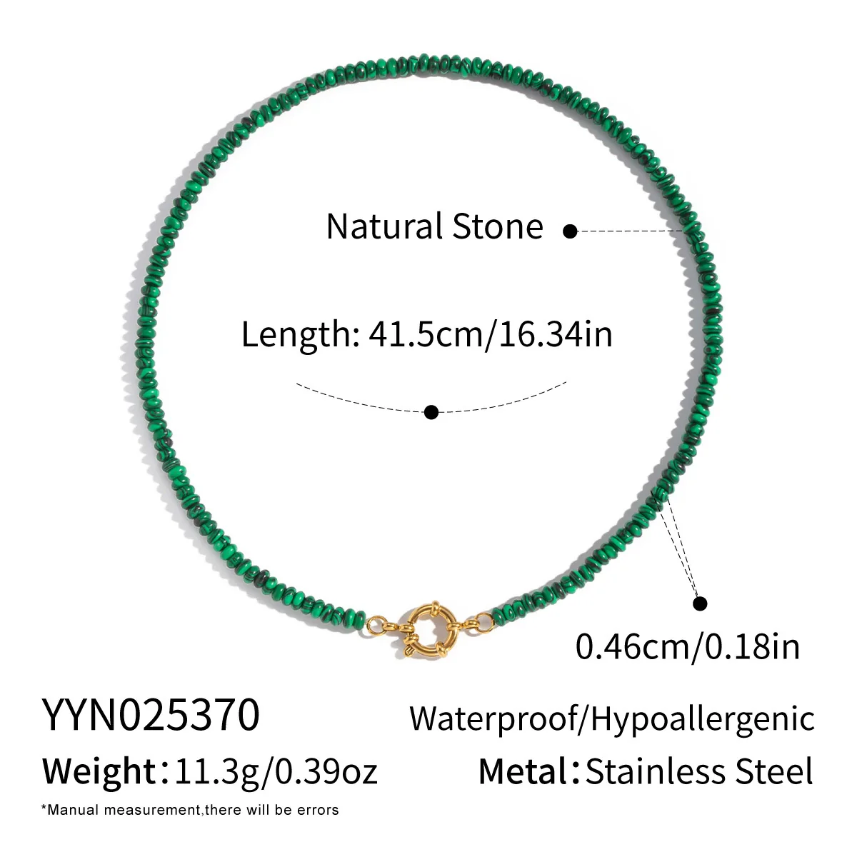 Wholesale Women's Retro Palace Style Geometric 18K Real Gold Plated Natural Stone Beaded Handmade Necklace - Image 9