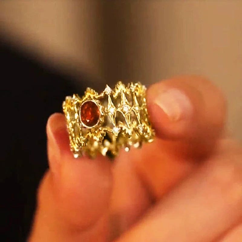 Wholesale Women's Rings Copper Geometric Rhombus Inlaid With Zircon Roman Old Money Style - Image 2