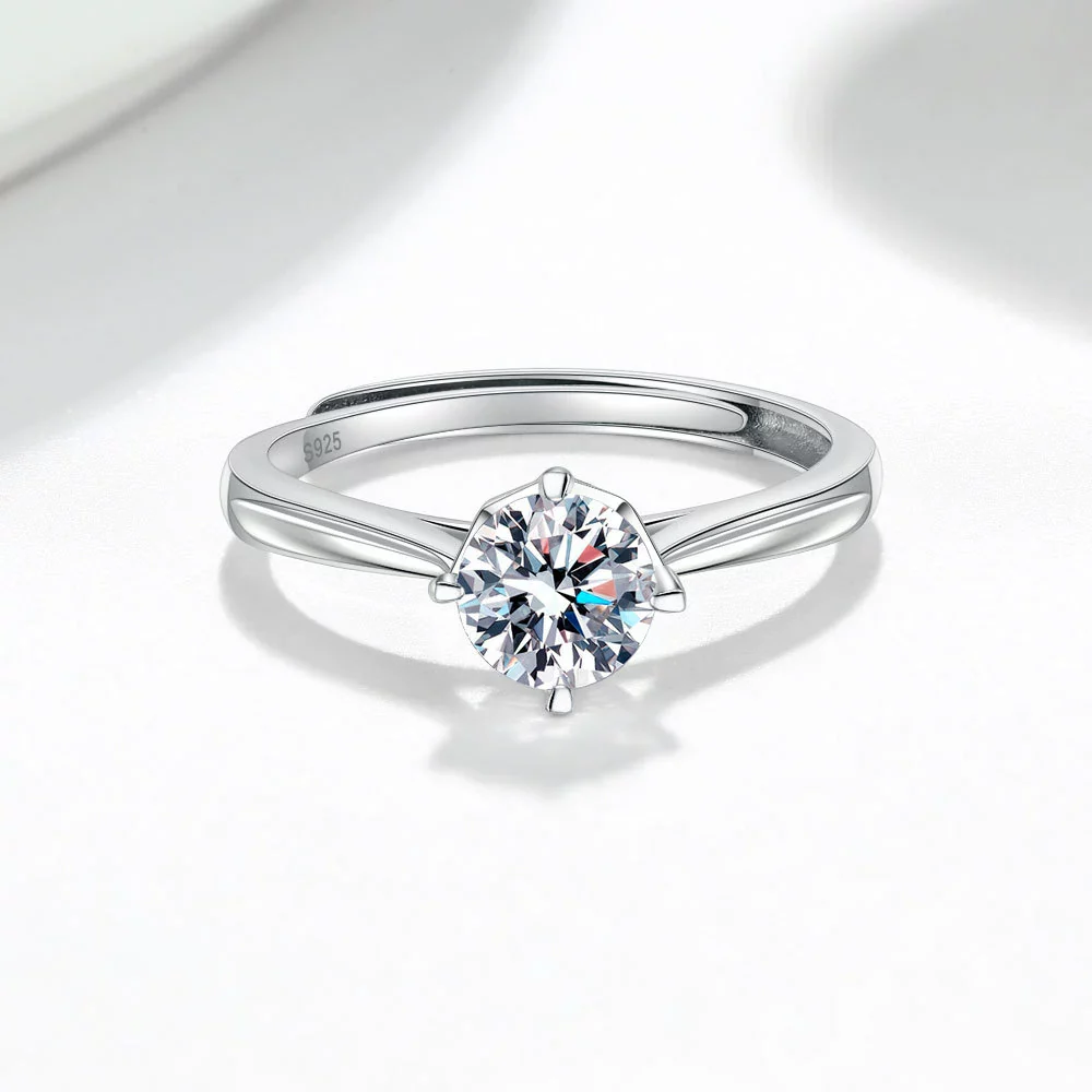 Wholesale Women's S925 Silver Moissanite Diamond Live Mouth Antiallergy Nonfading Geometric Ring With Electroplating - Image 4