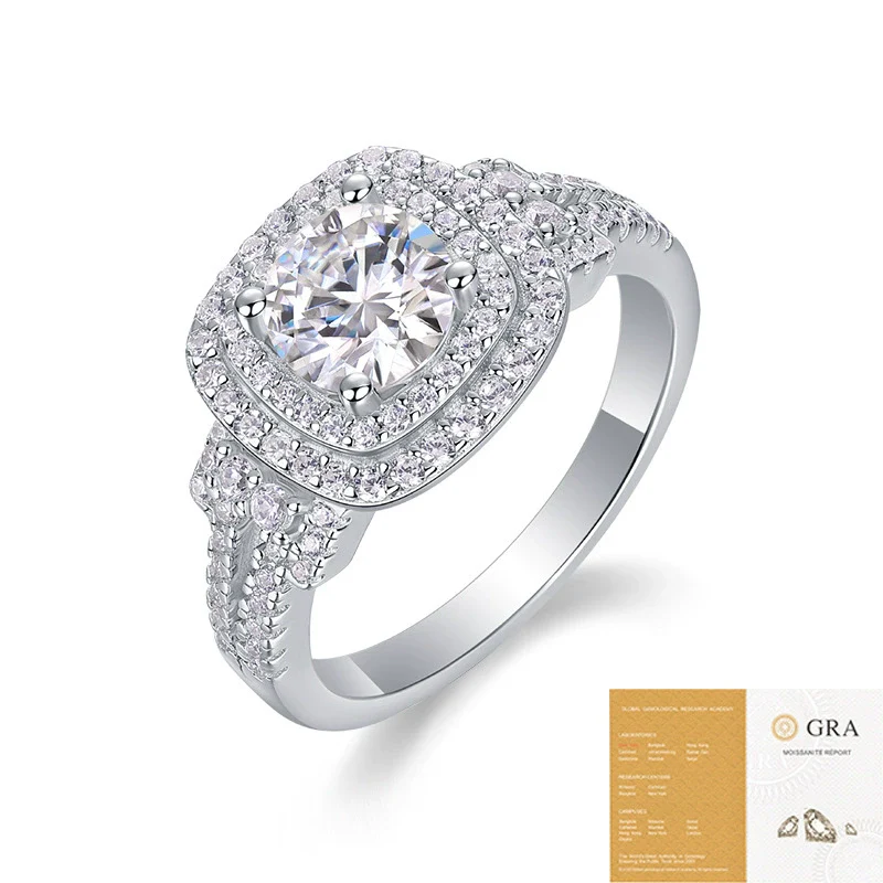 Wholesale Women's S925 Silver Ring With Geometric Design And Moissanite Inlay - Image 5