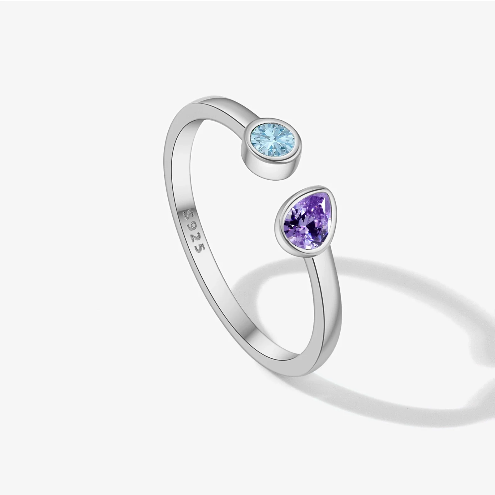 Wholesale Women's S925 Sterling Silver Adjustable Open Ring With Water Drops Shape And Geometric Pattern Electroplated - Image 6