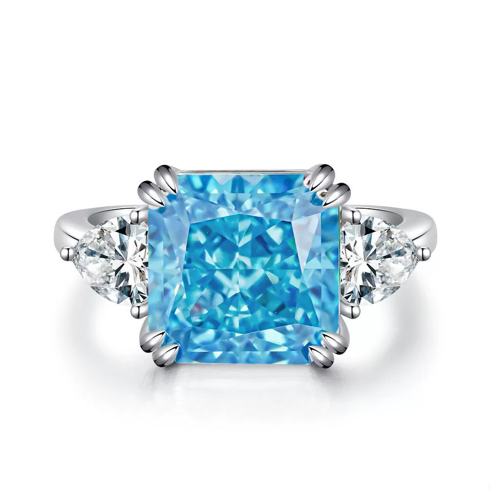 Wholesale Women's S925 Sterling Silver Aquamarine Ring With Geometric Style And Electroplating Treatment - Image 4