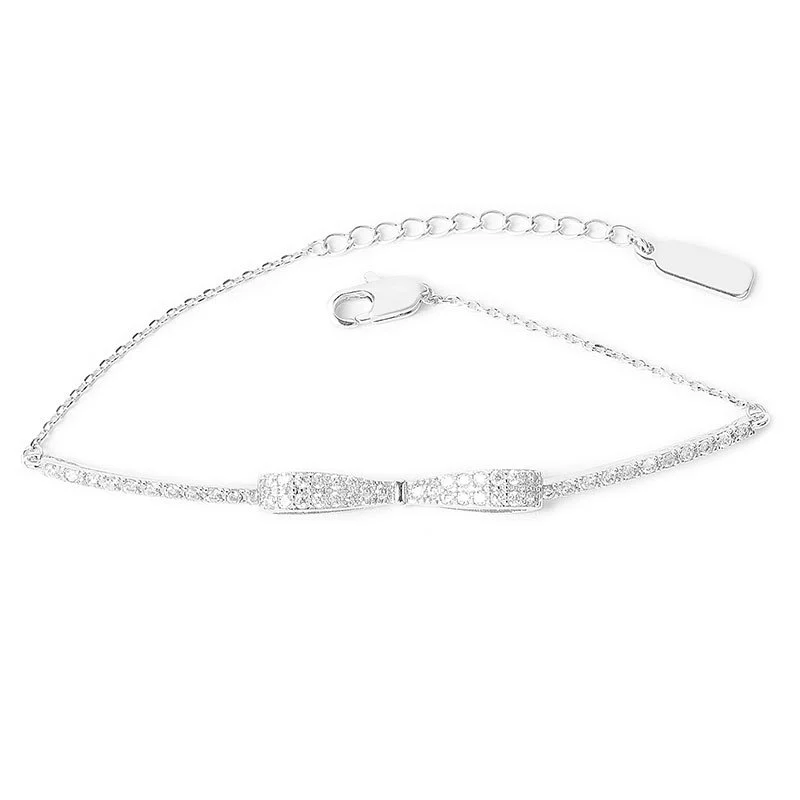 Wholesale Women's S925 Sterling Silver Bow Electroplated Necklace And Bracelet Jewelry - Image 5