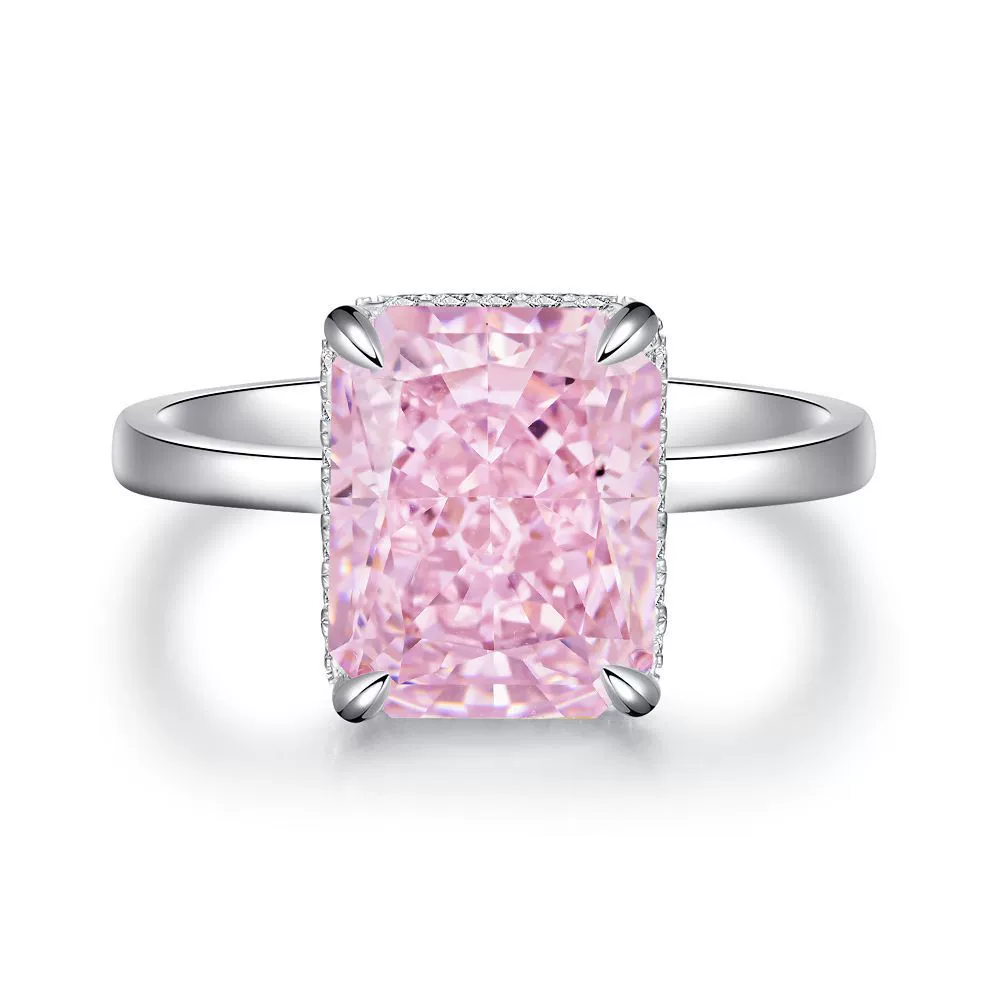 Wholesale Women's S925 Sterling Silver Crystal Sugar Ring With Geometric Pattern Ice Flower Cut And Raydion Cut Electroplated - Image 8