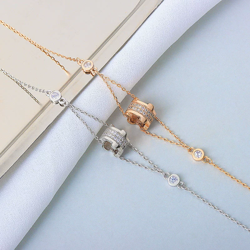 Wholesale Women's S925 Sterling Silver Double Layer Small Waist Design Electroplated Hand Jewelry Bracelet - Image 3