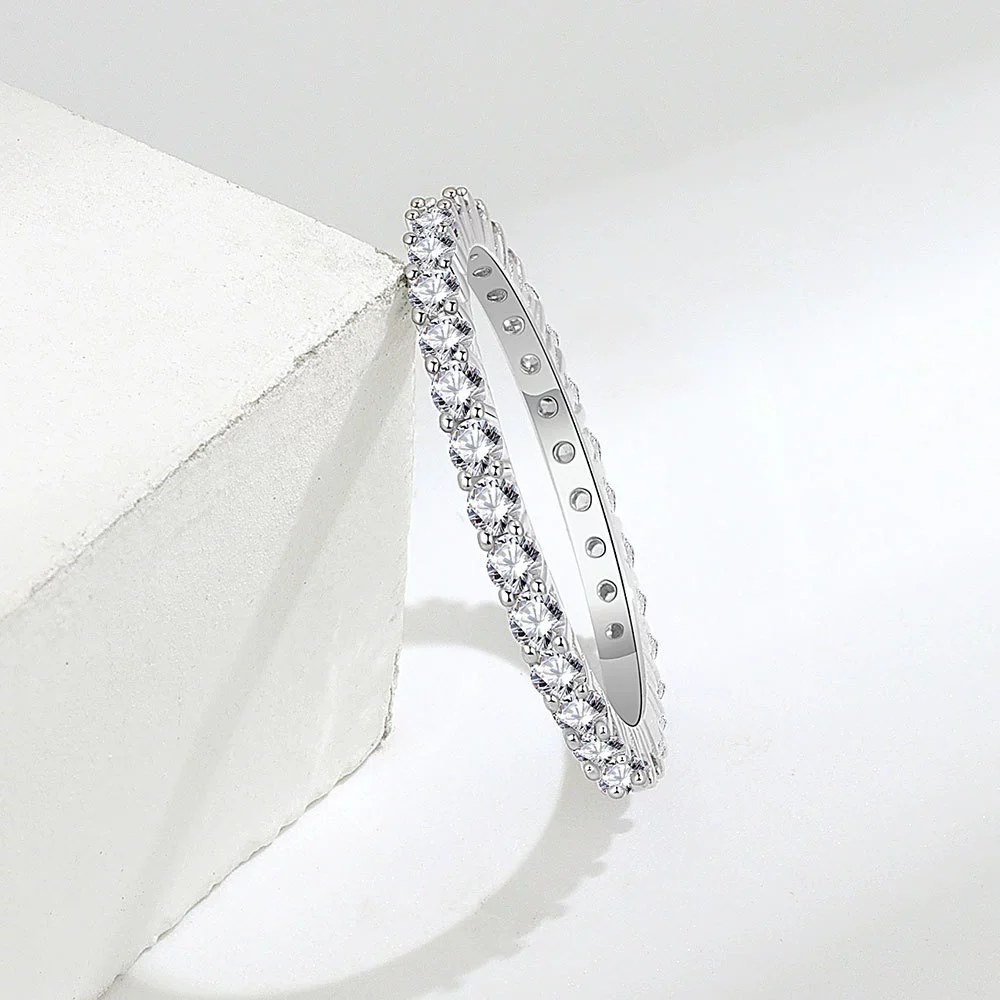 Wholesale Women's S925 Sterling Silver Geometric Amethyst Diamond Ring With Electroplating - Image 7