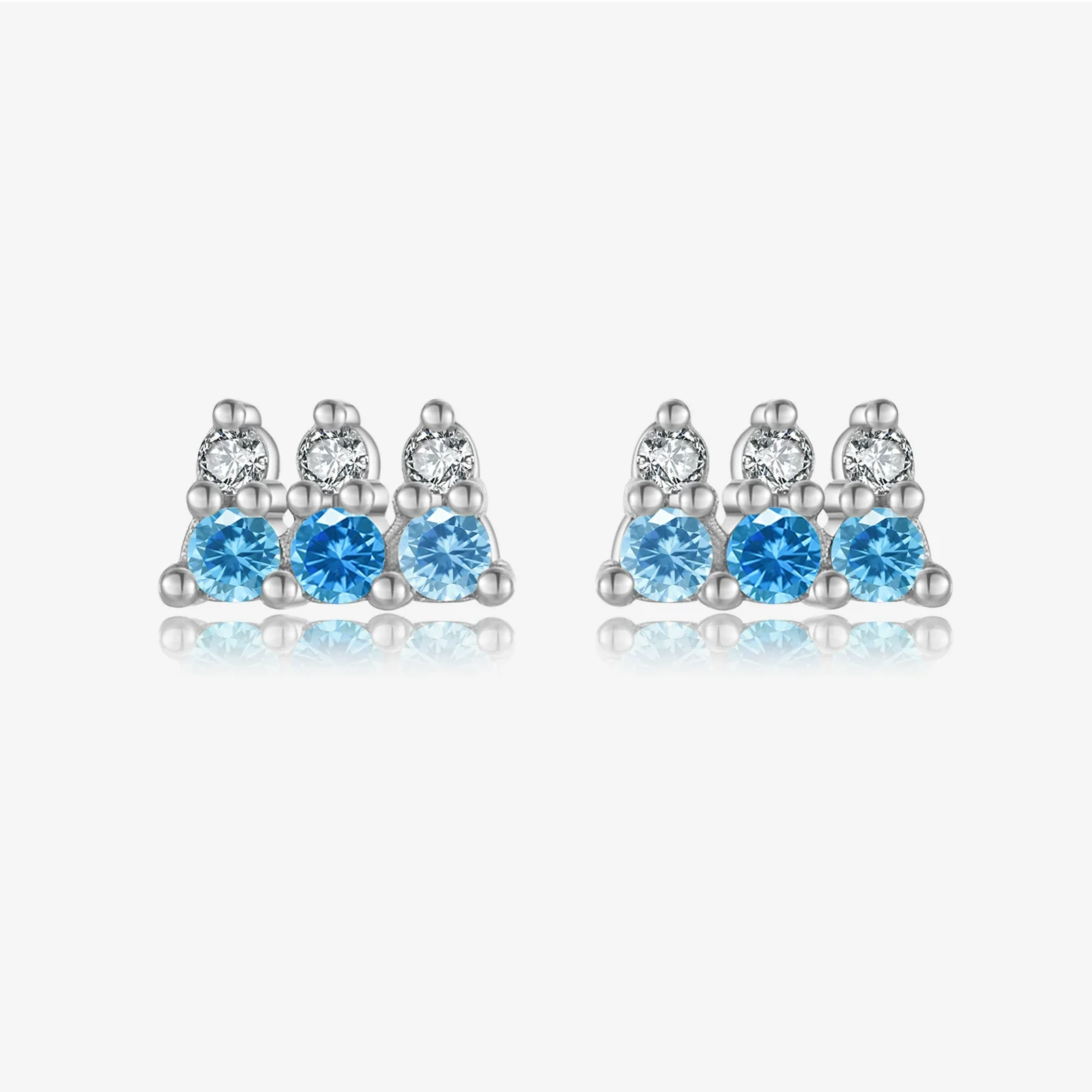 Wholesale Women's S925 Sterling Silver Geometric Blue Stone Zircon Earrings Electroplated With Platinum And 18K Gold - Image 6