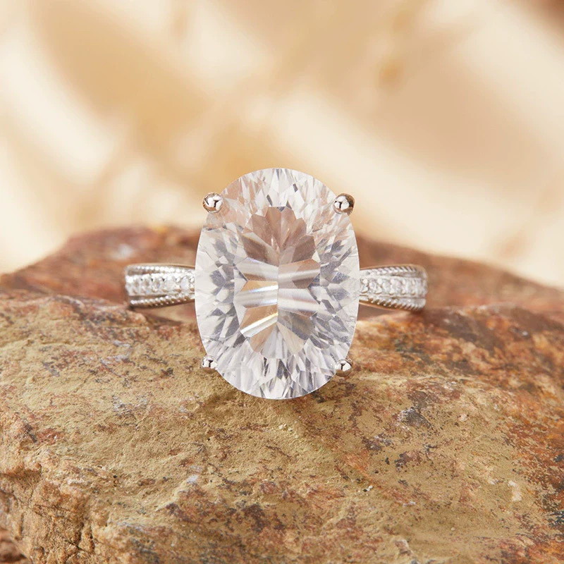 Wholesale Women's S925 Sterling Silver Geometric Crystal And Colored Gemstone Ring In Light Luxury Style - Image 4