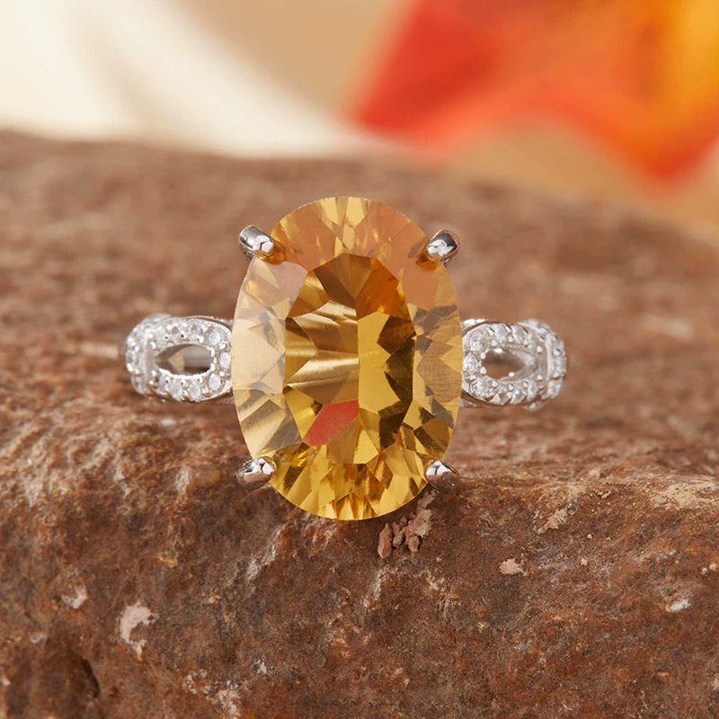Wholesale Women's S925 Sterling Silver Geometric Crystal Colored Gemstone Ring Set With Crystal - Image 3