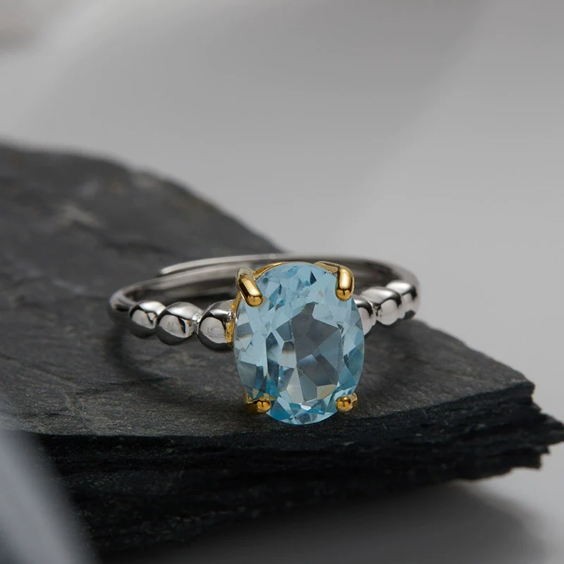 Wholesale Women's S925 Sterling Silver Geometric Crystal Inlay Treasure Ring - Image 3