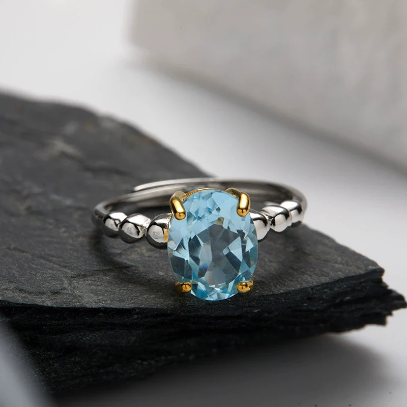 Wholesale Women's S925 Sterling Silver Geometric Crystal Inlay Treasure Ring - Image 7