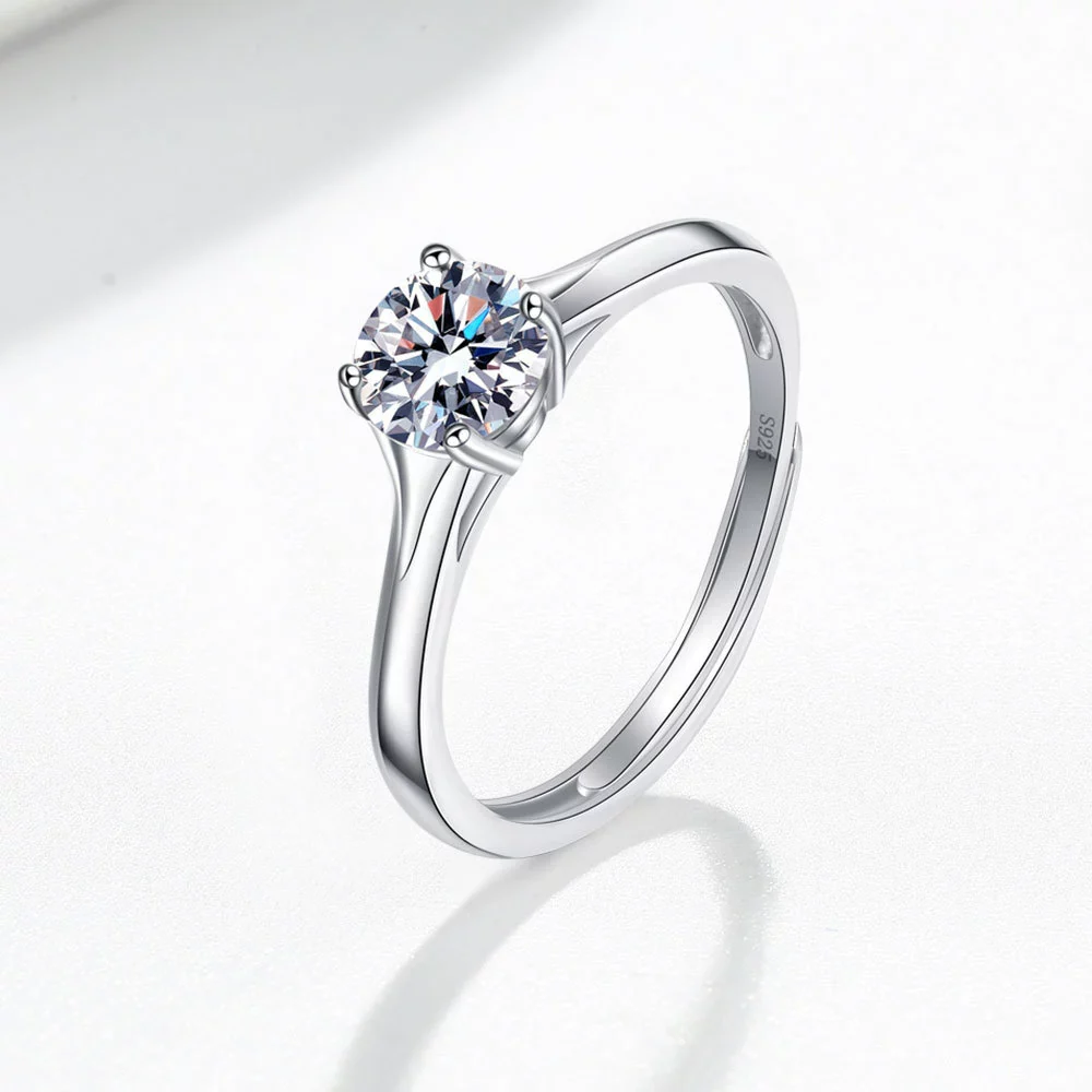 Wholesale Women's S925 Sterling Silver Geometric Four Claw Fashion Wedding Ring With Electroplating - Image 6
