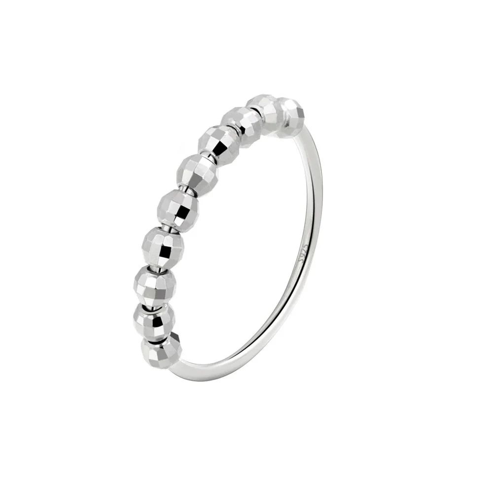 Wholesale Women's S925 Sterling Silver Geometric Laser Bead Movable Ring Electroplated - Image 5