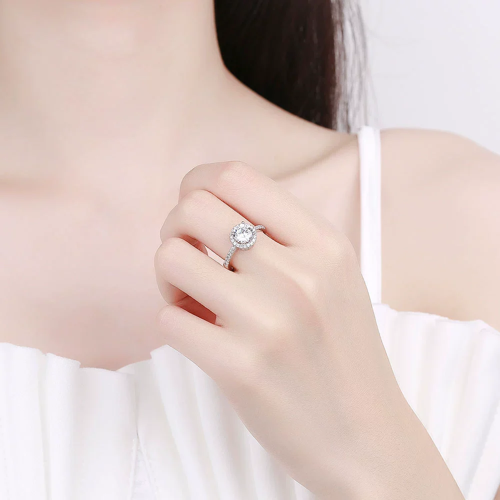 Wholesale Women's S925 Sterling Silver Geometric Microinlaid Finger Ring With Electroplating - Image 2
