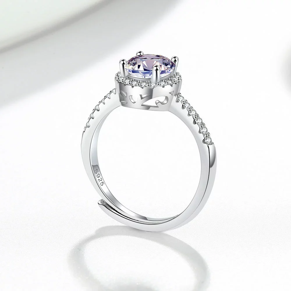 Wholesale Women's S925 Sterling Silver Geometric Microinlaid Finger Ring With Electroplating - Image 3