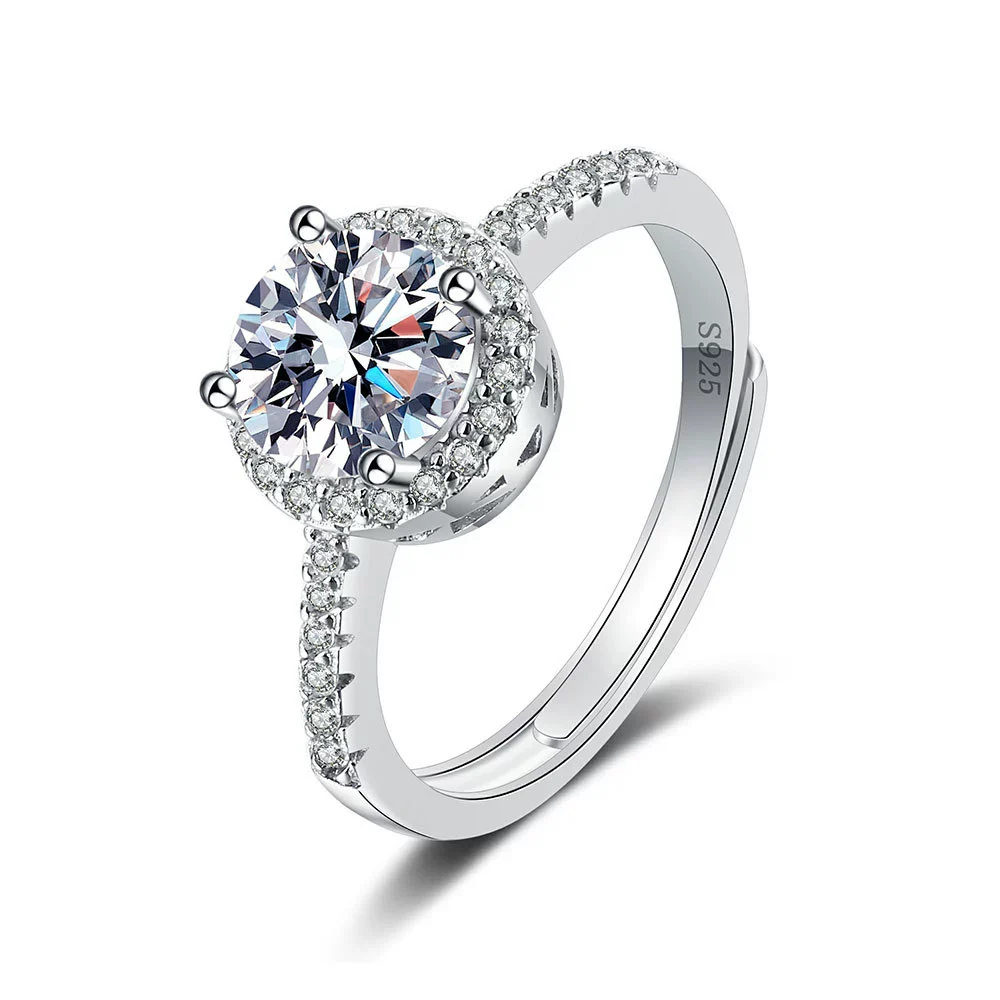 Wholesale Women's S925 Sterling Silver Geometric Microinlaid Finger Ring With Electroplating - Image 5