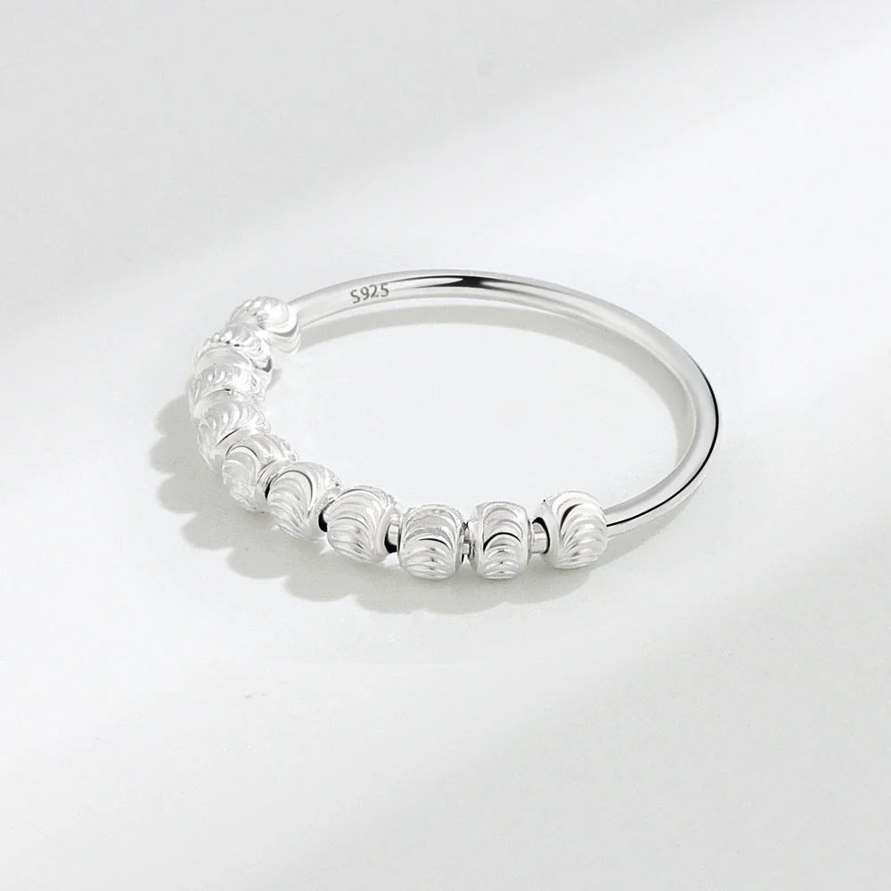 Wholesale Women's S925 Sterling Silver Geometric Movable Ring With Watermelon Beads And Electroplating - Image 6